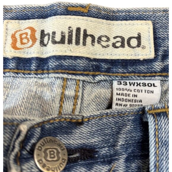 Mens Bullhead Y2K Light Wash Straight Leg Blue Denim Jeans 100% Cotton - 33X30 - Picture 4 of 4